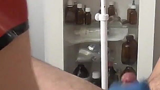Fetish Nurse Give Patiant Prostata Handjob and Get Licked on Medical Chai