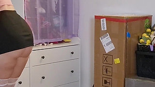 Stepdaughter Cleans in Tiny Outfit
