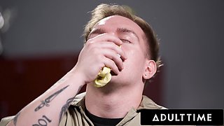 Sniffing April Olsen's Panties Caught Masturbating In The Locker Room And Fucks The Janitor