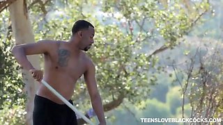 Teasing her big black cock stepdad