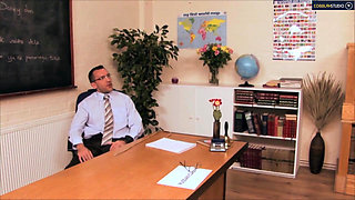A teenage hot girl is ready to fuck with her college principal