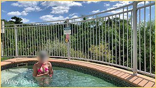 Wifey Flashes Her Tits in the Hotel Pool