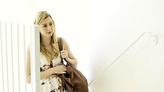 Blonde teen Vanessa Cage has hardcore sex in her bedroom
