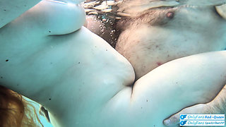 Underwater Outdoor Pool Sex with Long Hair Redhead Rapunzel MILF