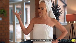 Mature4k. cougar neighbour was so wild so she pounded a thief and sucked his cock