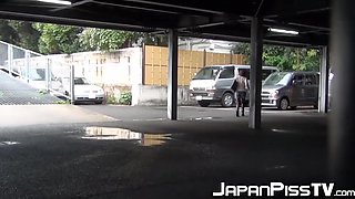 Japanese babes filmed on [censored] while peeing outdoors