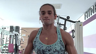 Ebony milf rigid ass trembles after flexing