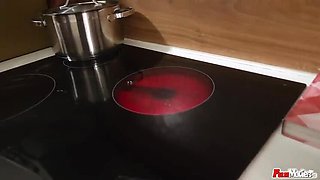 Tanned Brunette Christy Ley Fucks Hard in Kitchen with Big Tits and Deep Throat Blowjob