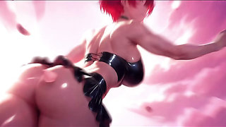 Cum All Over Pink-Haired Slut - Huge Tits, Tongue Out, Gagging On Thick Cock AI Generated