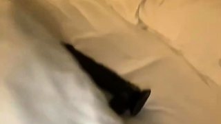 Hotel maid finds guests bbc dildo & fucks her pussy til she