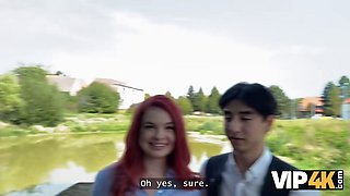 Watch Miss Olivia, the stunning redhead, get wild with her BF while her cuckold BF watches in awe