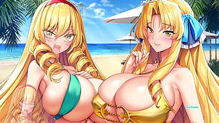 Busty milf maid in a sexy bikini gets filled up during training