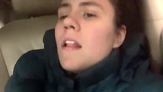 Hot Brunette MILF Masturbates & Cums Hard in Car - Public Sex Agony