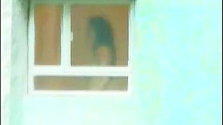 Lucky man filmed naked Asian babe through the window