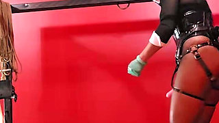 Femdom Double Domme Pegging and Caning