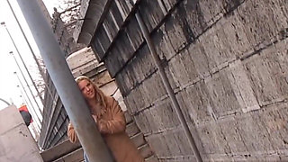 This Beautiful Busty Girl Masturbates on the Street and Gives a Blowjob at Home