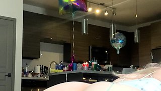 Blonde teen in panties