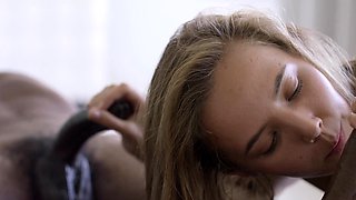 Busty blonde slut has hot threesome with cumshot