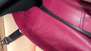 Stockings Suspender Belt Mini Skirt Without Panties and Big in Car