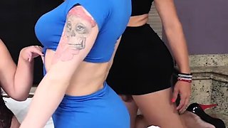 Busty Brazilian babe gangbanged by trans