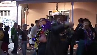 Mardi Gras Whores Flash Their Cleavage