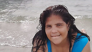 Chubby Latina what a big ass on the beach