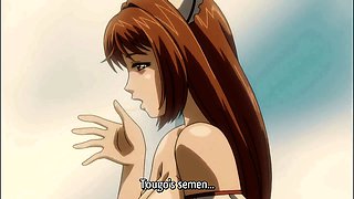 Hentai blowjob, anime, tongue kissing