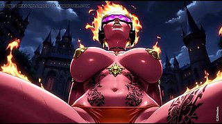 Fire element demon sexy pose Ai animation