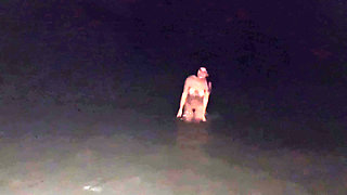 Naughty Teen Got Naked In The Sea At Night While Her Boyfriend Filmed