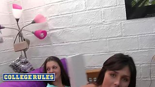 COLLEGE RULES - Cock Size Contest Turns Into A Wild Fuckfest With Multiple Horny College Girls - Small tits