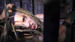 The Wild Maid Fina Is Kept in a Cage and Slimes Out of Her Mouth as She Greedily Eats Food From the Countess's Hand