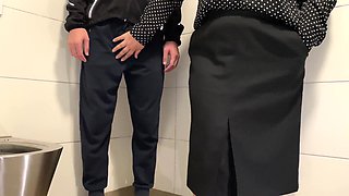 I Cum on My Mother-in-law's Gorgeous Thighs in a Public Toilet