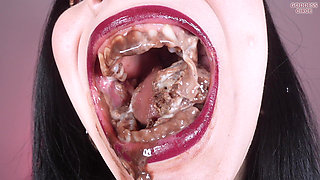 I Eat Profiteroles - Close-up of My Mouth and 24 Teeth - Messy and Dirty