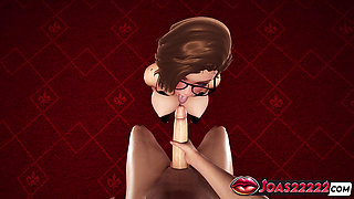 Redhead Miyako in Hentai - Frenulum Licking Close-Up, Sloppy Blowjob with Moans and Intense Bondage Handjob Facial Cumshot