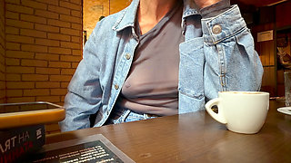 Completely exposing my boobs and nipples in a sheer blouse in a public place