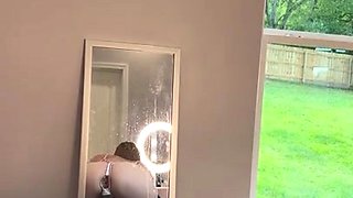Slutty housewife pleasuring herself and sucking POV cock