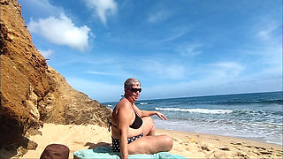 We Were Almost Caught on the Beach for the Second Time While I Masturbate Her