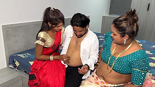 Stepmother Makes Her Stepdaughter Have Sex with Her Boyfriend Threesome Hard Fucking with Hindi Audio