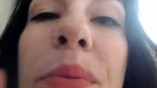 Lovely Amateur teen brunette masturbating outdoor