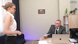 Sam the Boss Fucked His Secretary in the Ass in the Office in Front of His Colleagues