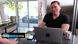 Stepdad Makes Naughty Blonde Stepdaughter Wet With Hard Doggy Style