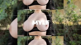 Step daughter catches stepmom's new bf masturbation On The Couch in the living room - mylf