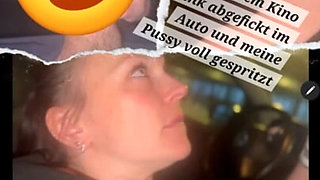 Hot German MILF Saskialove87 Gets Creampied in Car After Cinema - Rough Parking Garage Sex