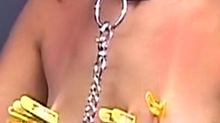 Mature Brunette MILF Bound for Nipple Clamp Play