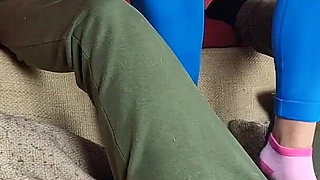 Ballbusting and Cock Trampling in Cute Socks and Leggings, Femdom Jozi Trample