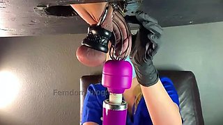 Nurse Milks Chastity Slave's Big Cum Load With Vibe Wand