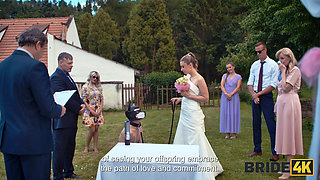 BRIDE4K. Sexy bride with natural tits is having a kinky sex with a groom dressed up as a hound
