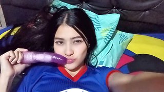 Mexican babe in a Japanese uniform with big tits gets it anally