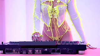 Big tits curvy Latina teen DJ strip nude