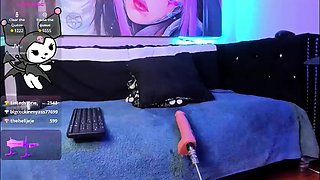 Hot busty masturbating shemale toys her ass